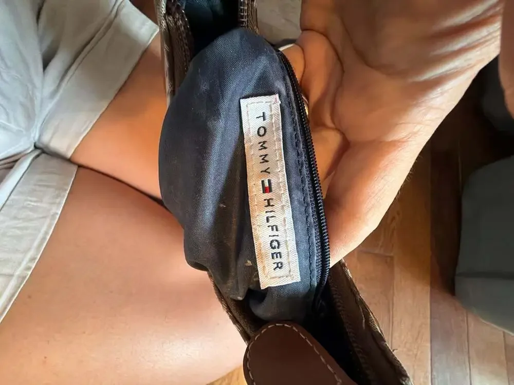 Tommy Hilfiger Brown Tan All Over Print Bag Purse